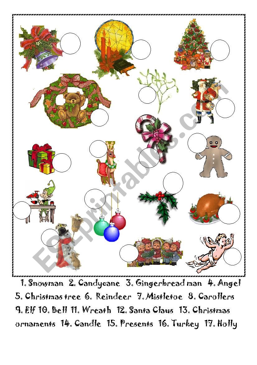 Christmas matching worksheet