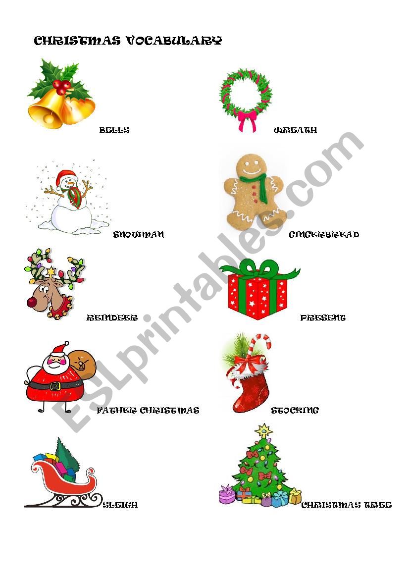 CHRISTMAS VOCABULARY & MEMORY GAME