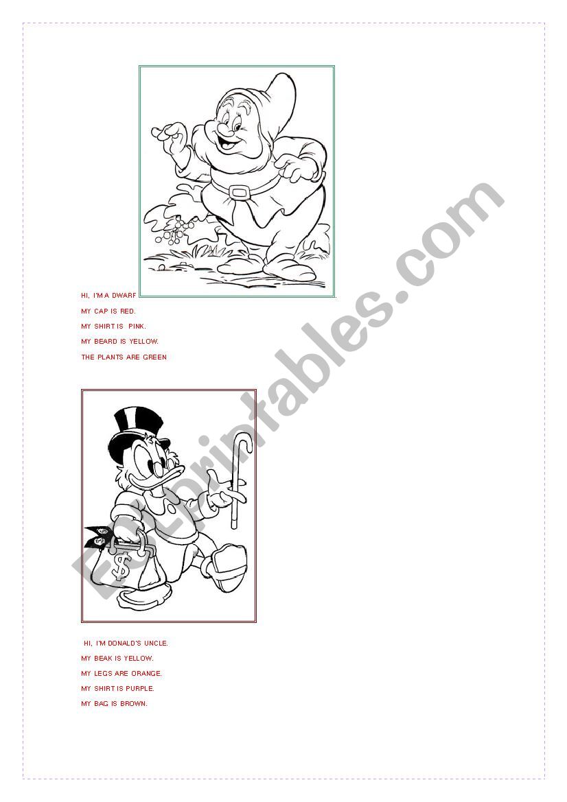 colour the pictures. worksheet