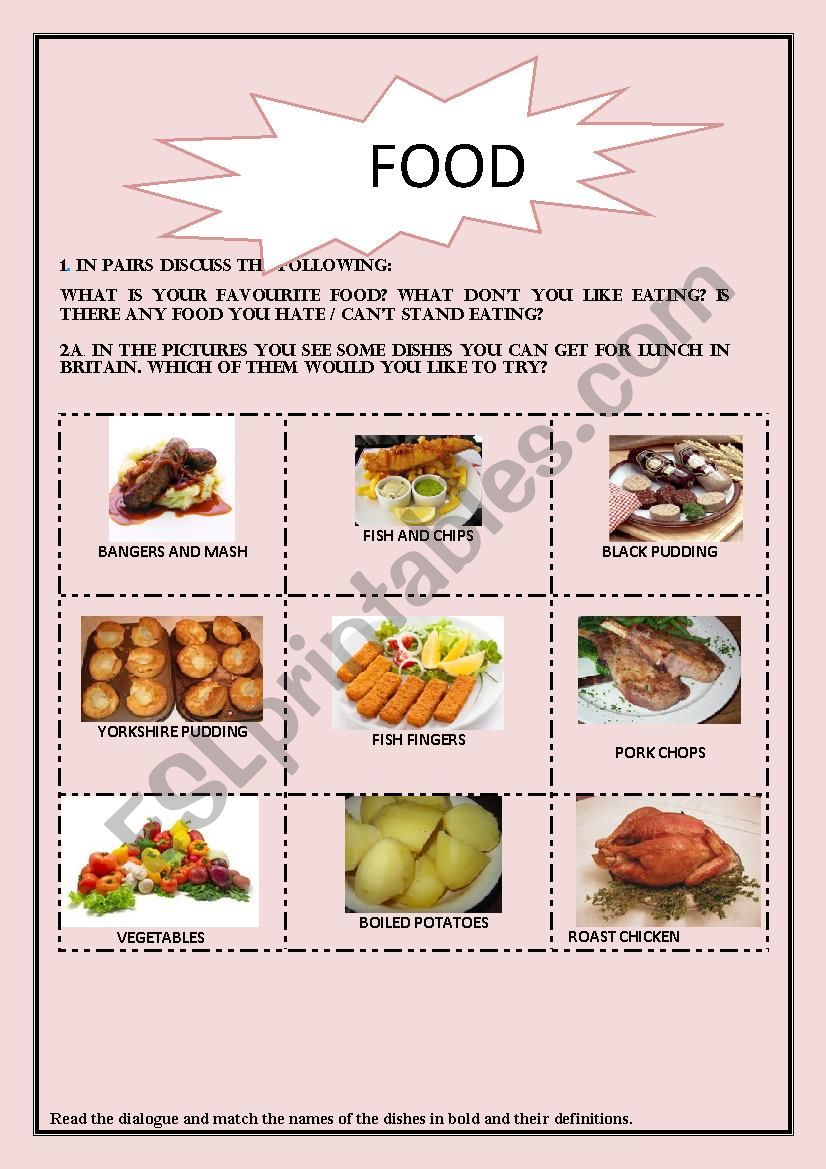 Food worksheet