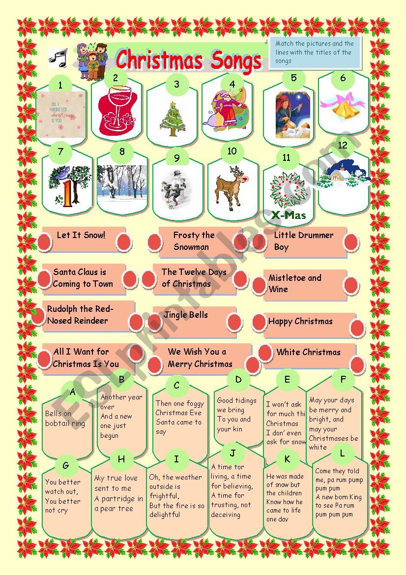 Christmas Songs worksheet