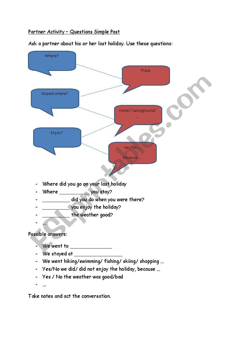 Dialogue Questions Simple Past 