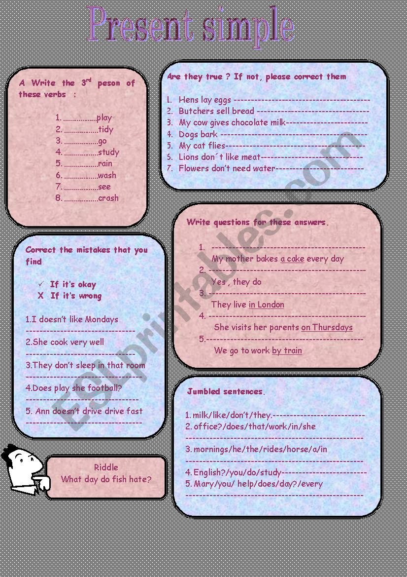 Present simple worksheet