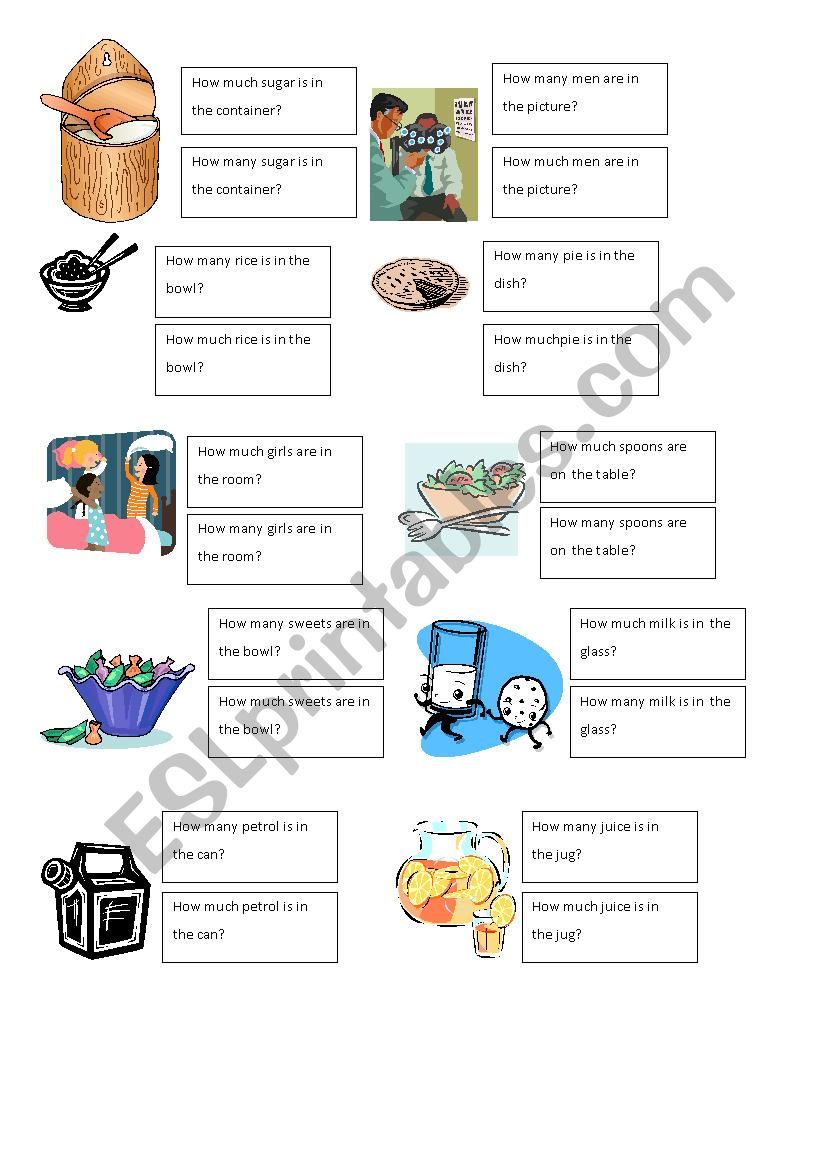 Much versus Many matching activity Part 1