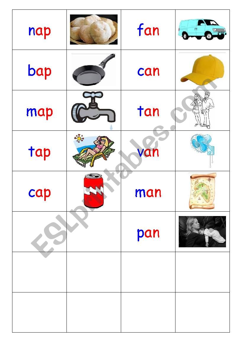 Phonics - 3 letter words (CVC) - Dominoes -  -AP / -AN