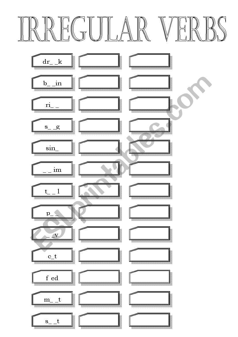 Irregular Verbs (with key) worksheet