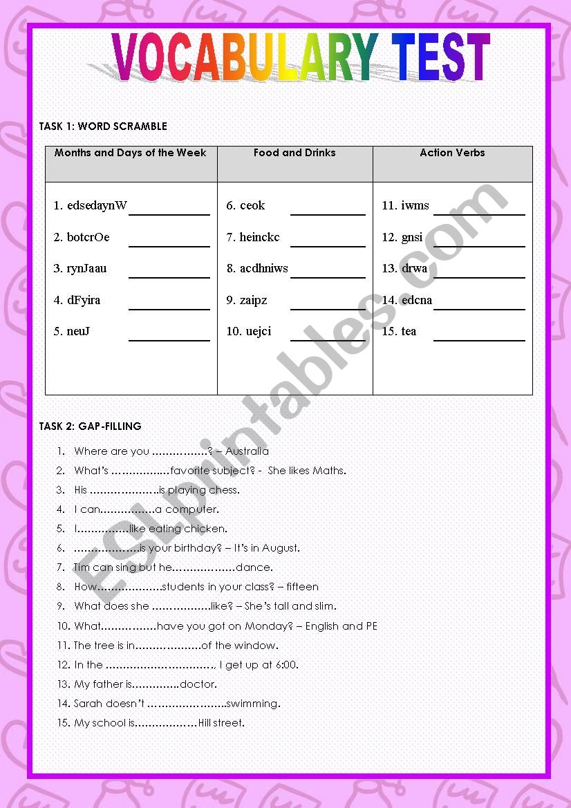 vocabulary-test-for-kids-esl-worksheet-by-linavu1211