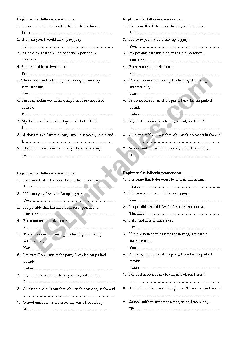 Modal verbs - present and past