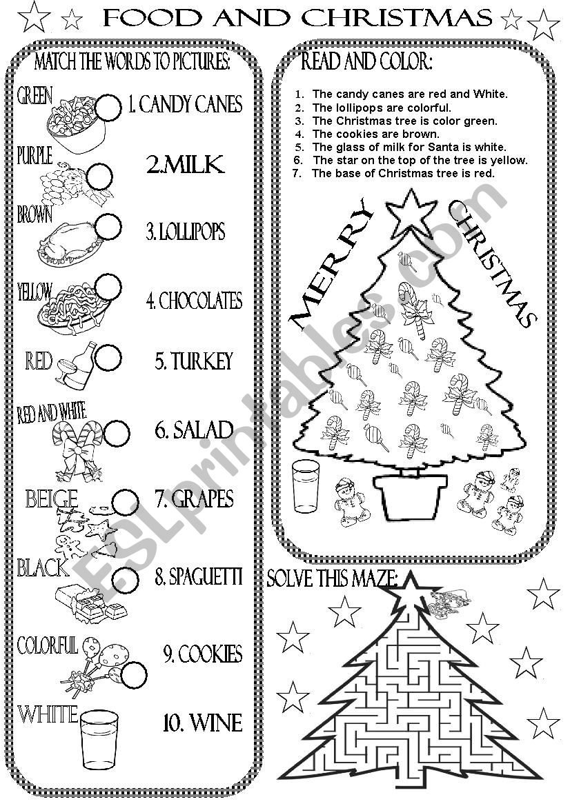 FOOD AND CHRISTMAS worksheet