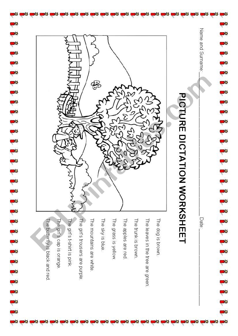 picture dictation worksheet