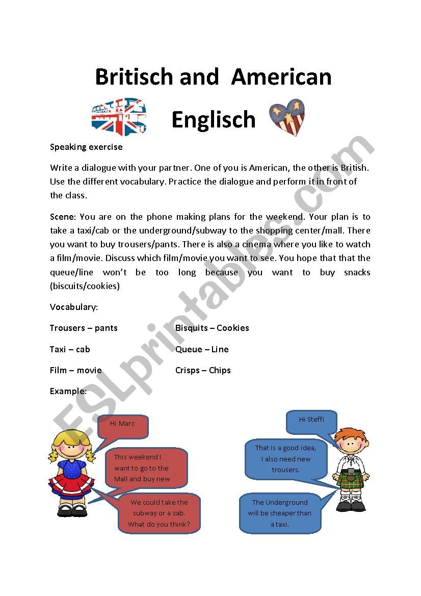 Speaking Exercise American vs British English