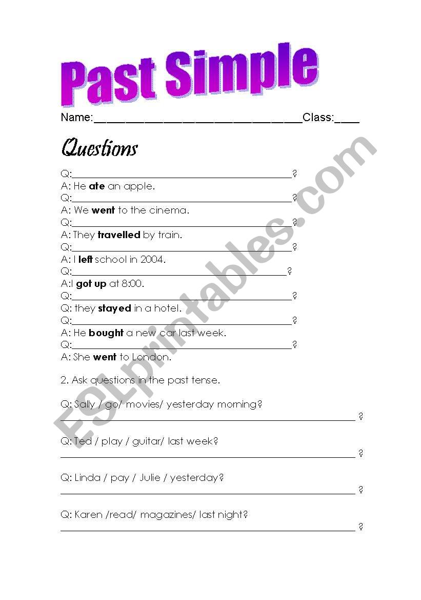 Past Simple worksheet