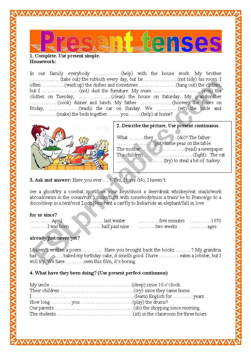 PRESENT TENSES (simple, continuous,perfect, perfect continuous) PRESENT TENSES (simple, continuous,perfect, perfect continuous)