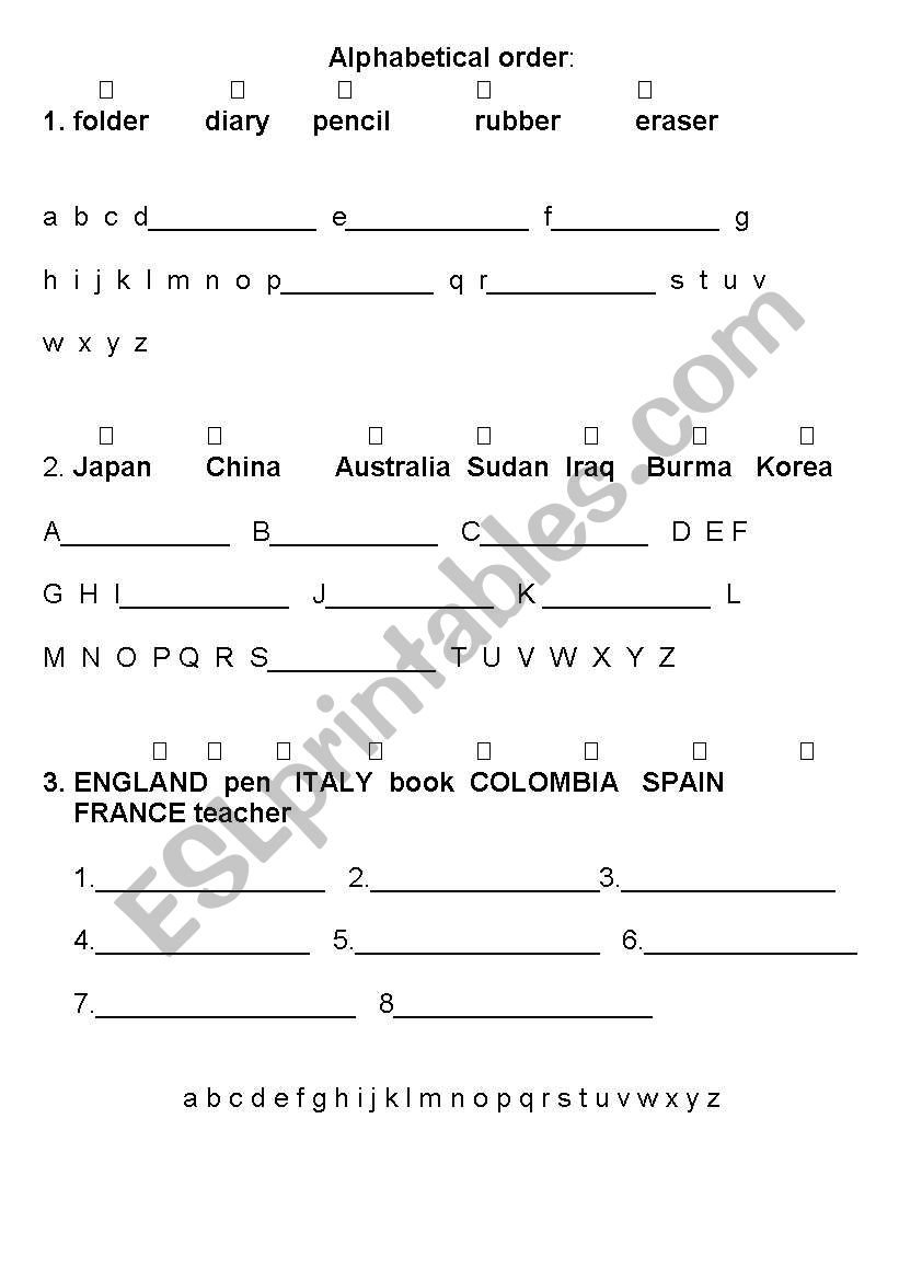 Alphabetical order for beginners 