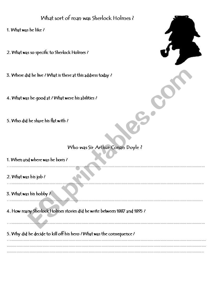 Who was Sherlock Holmes worksheet