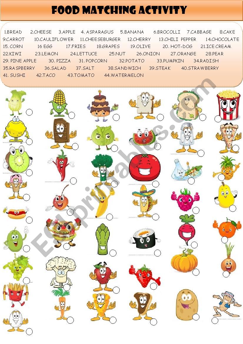 food worksheet