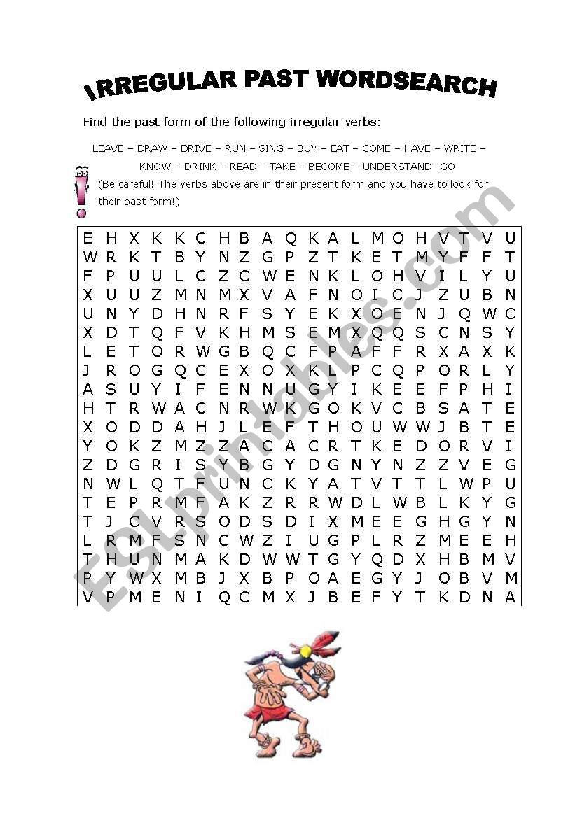 IRREGULAR PAST WORDSEARCH worksheet