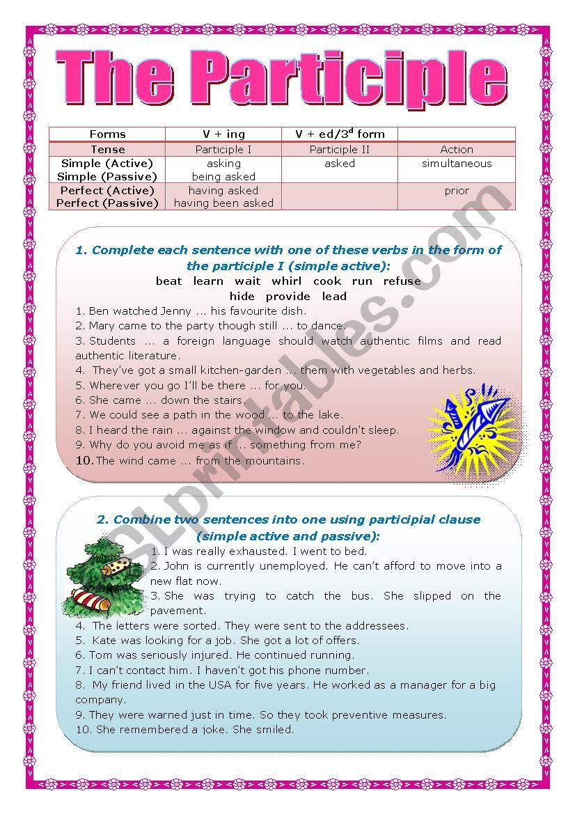 The Participle worksheet