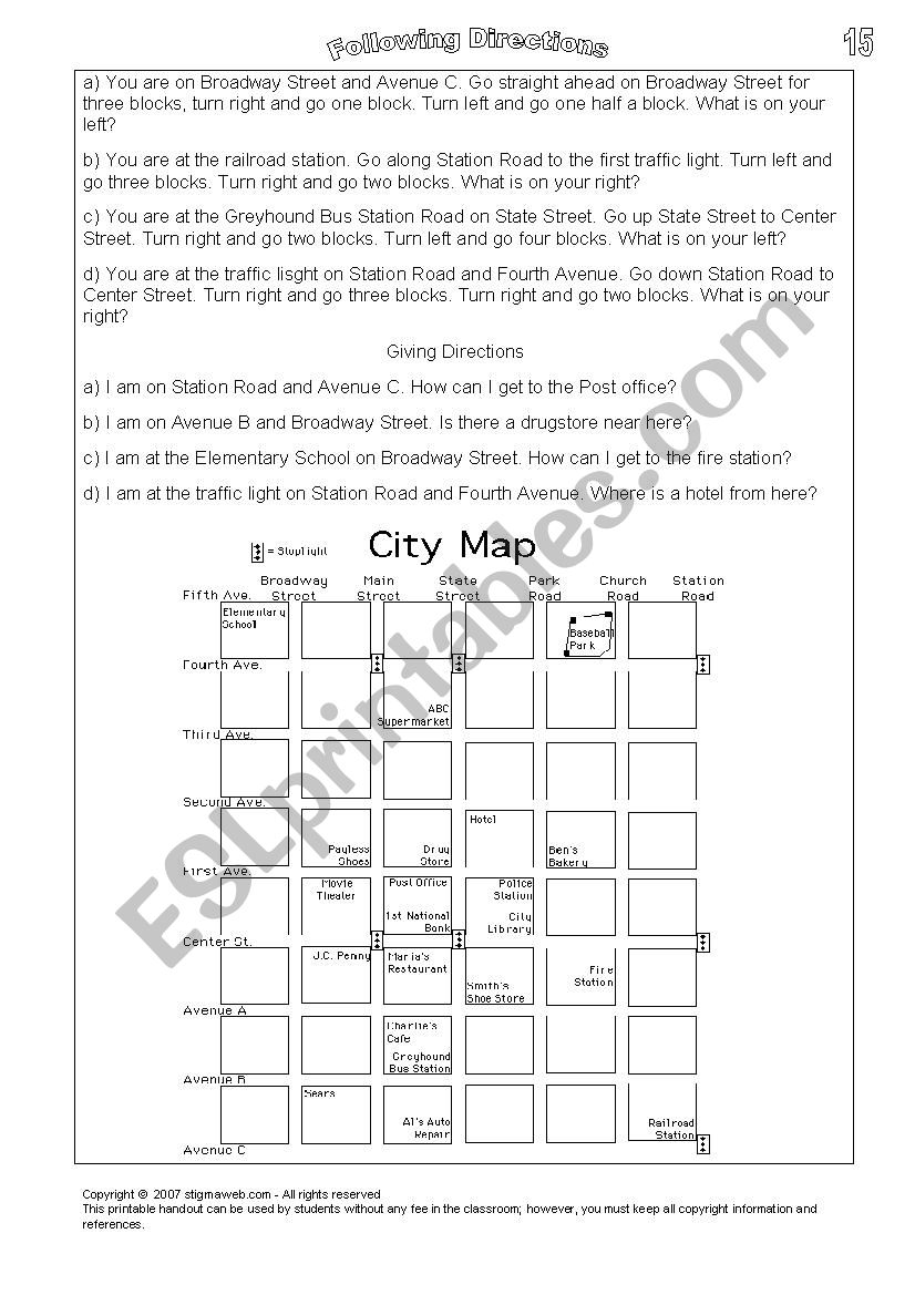 Asking directions  worksheet