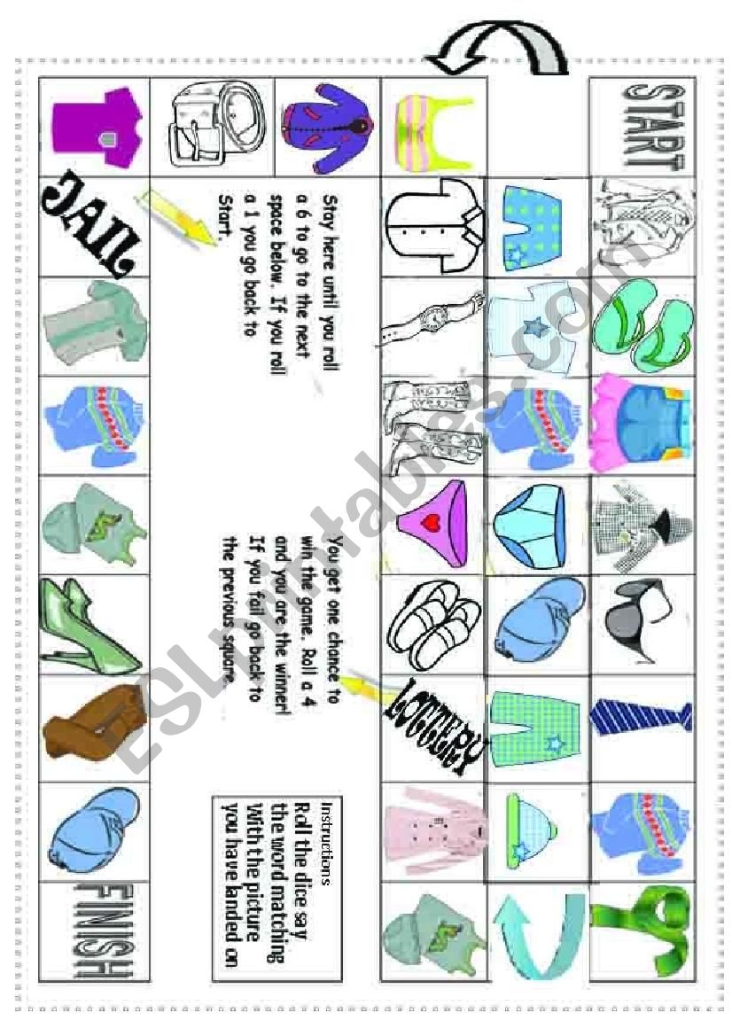 clothes game worksheet