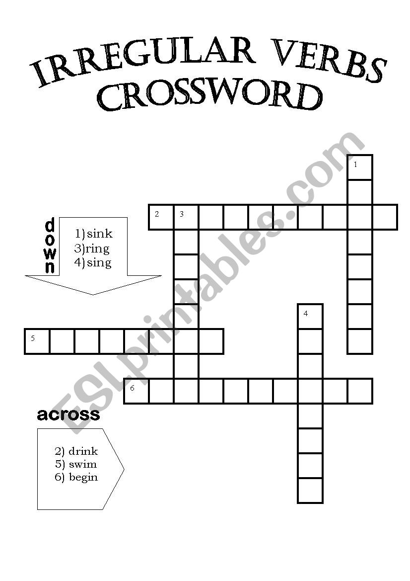 Irregular Verbs Crossword (with key)