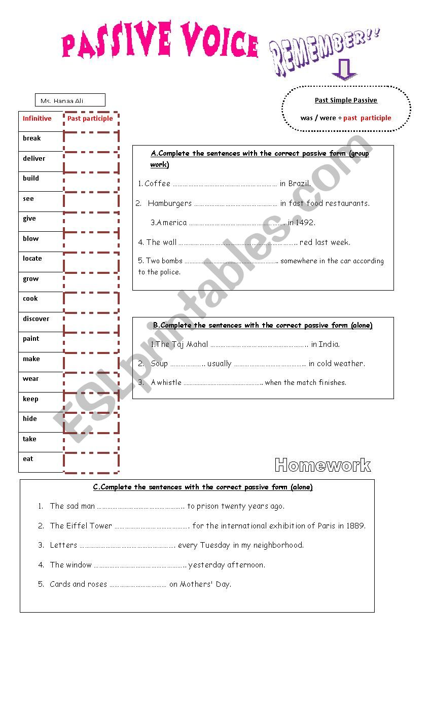 Passive voice worksheet