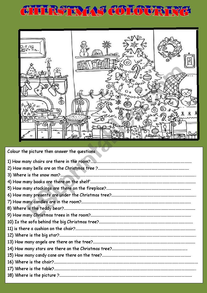 christmas colouring  worksheet