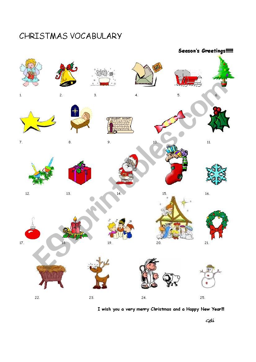 Christmas Vocabulary worksheet