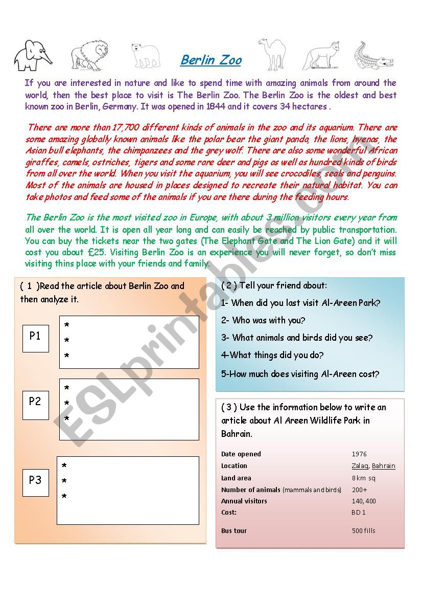 Berlin Zoo worksheet