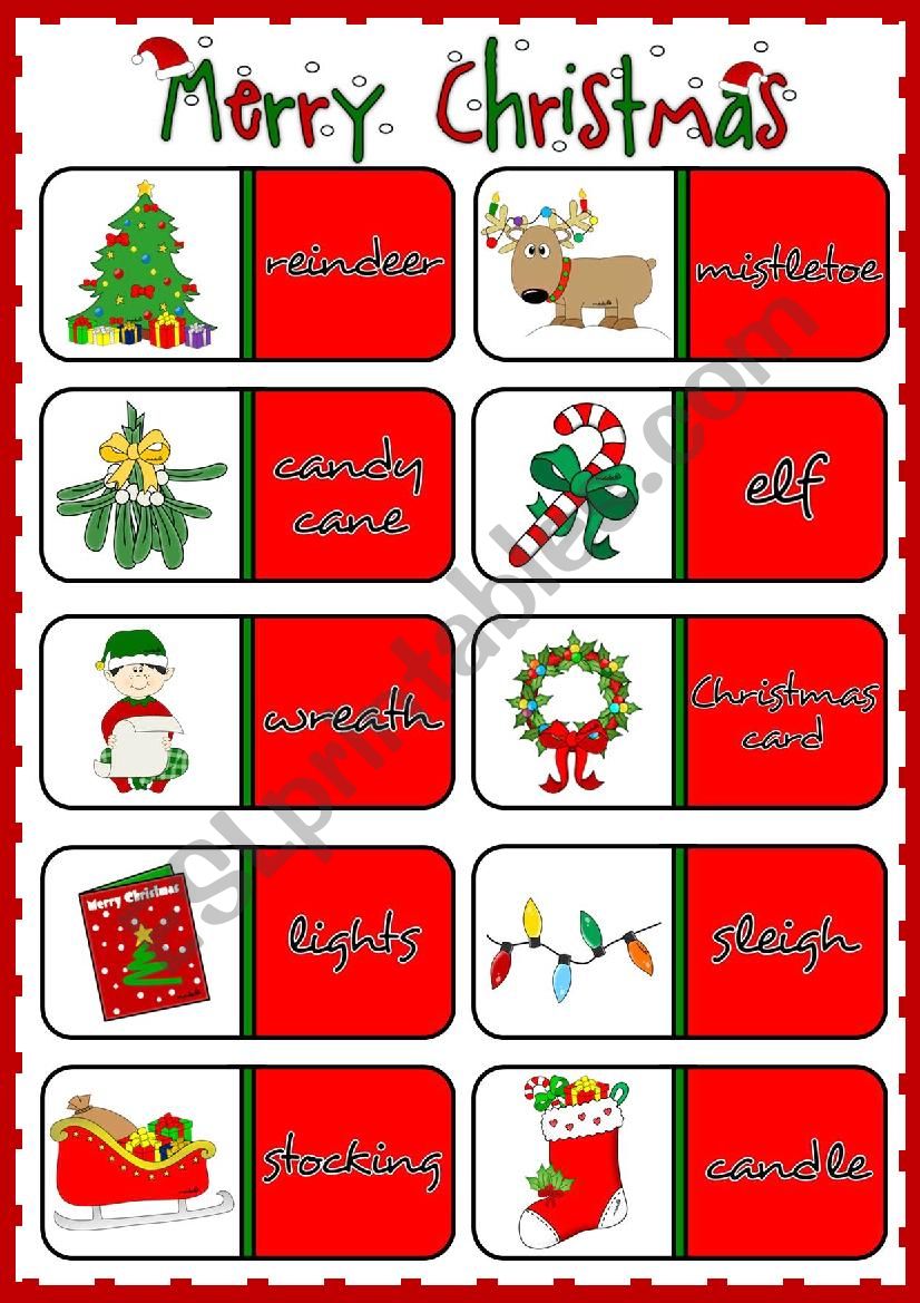 Merry Christmas - dominoes worksheet