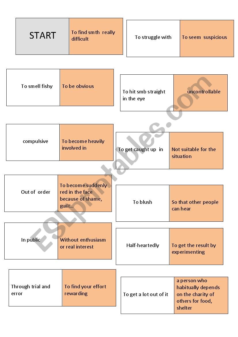 Vocabulary Domino worksheet