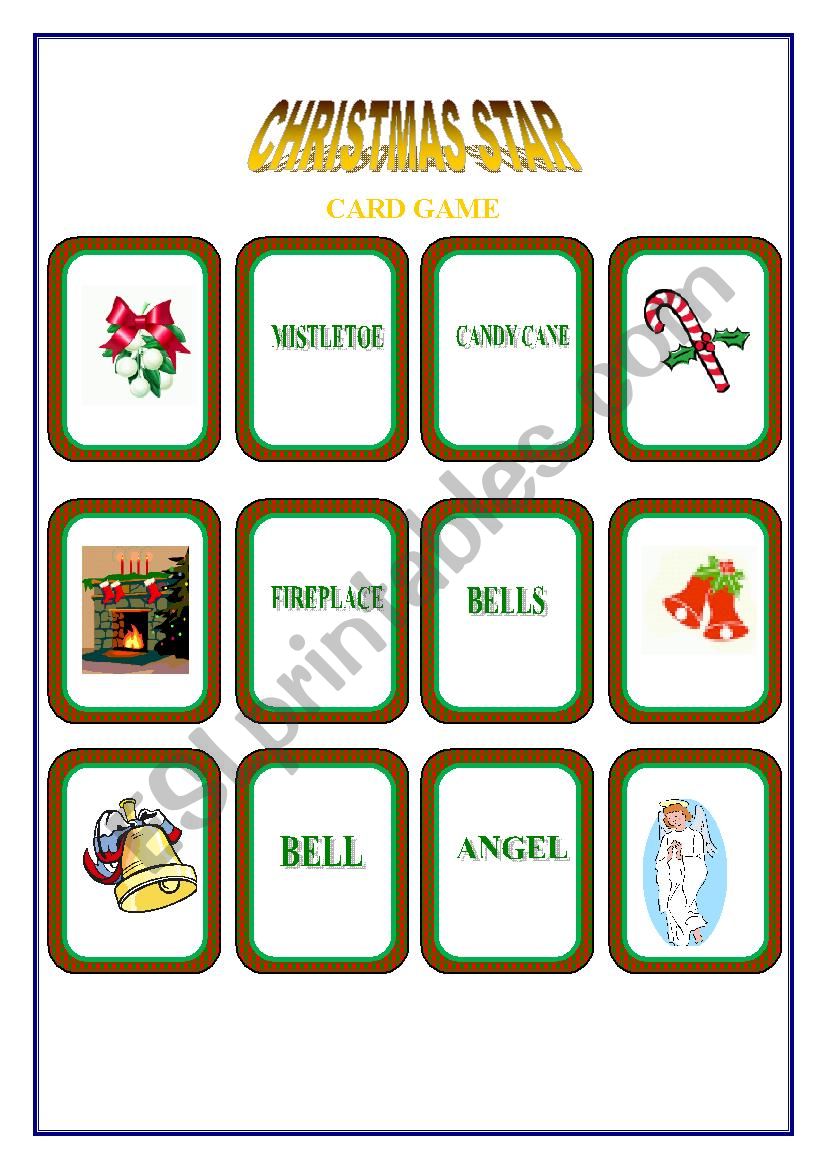 Christmas Star Card Game worksheet