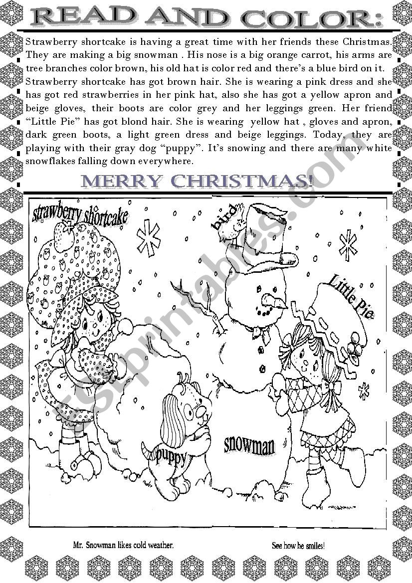 READ AND COLOR - CHRISTMAS PICTURE