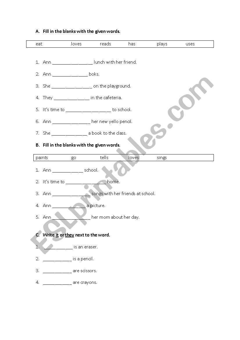 present tense worksheet