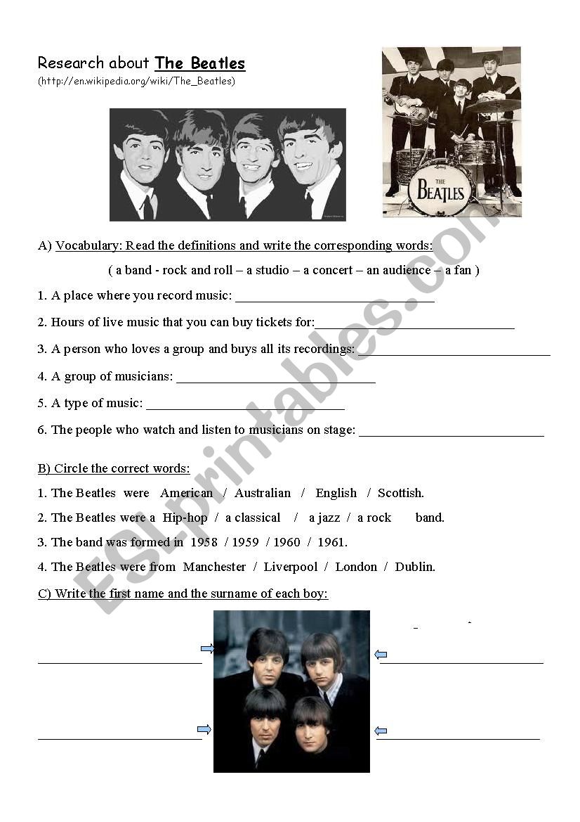 The Beatles worksheet