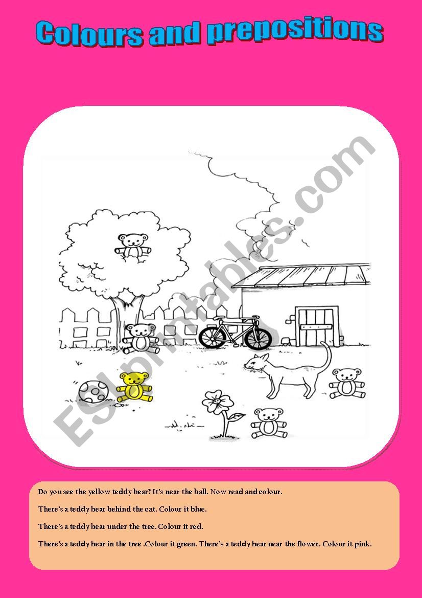 colours and prepositions worksheet