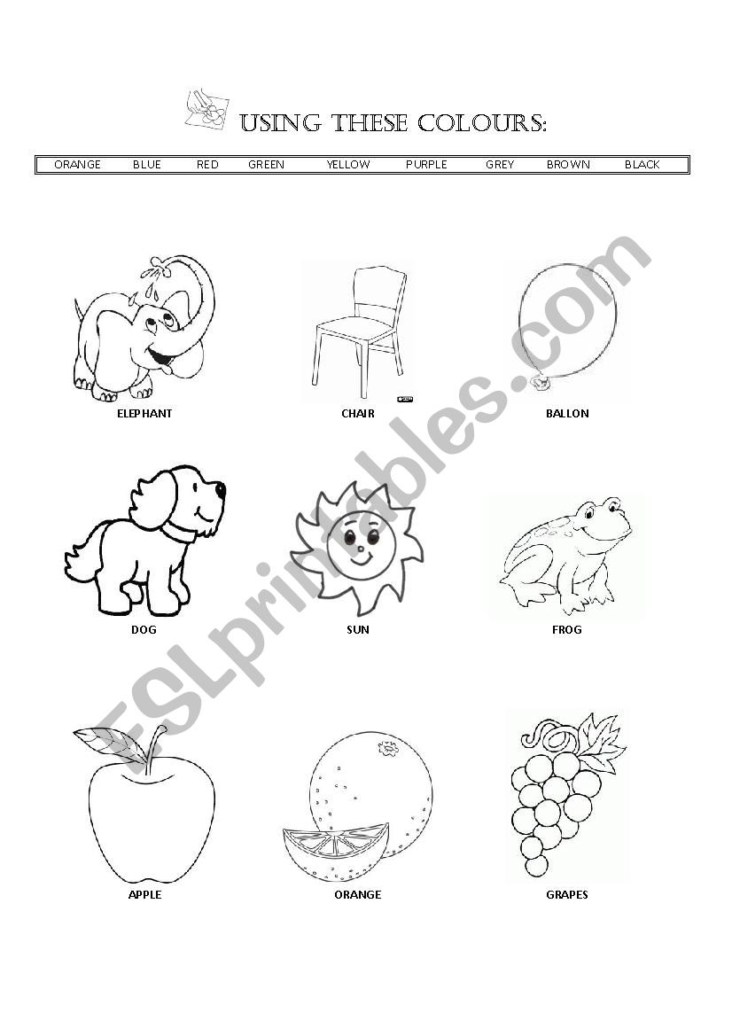 colours worksheet