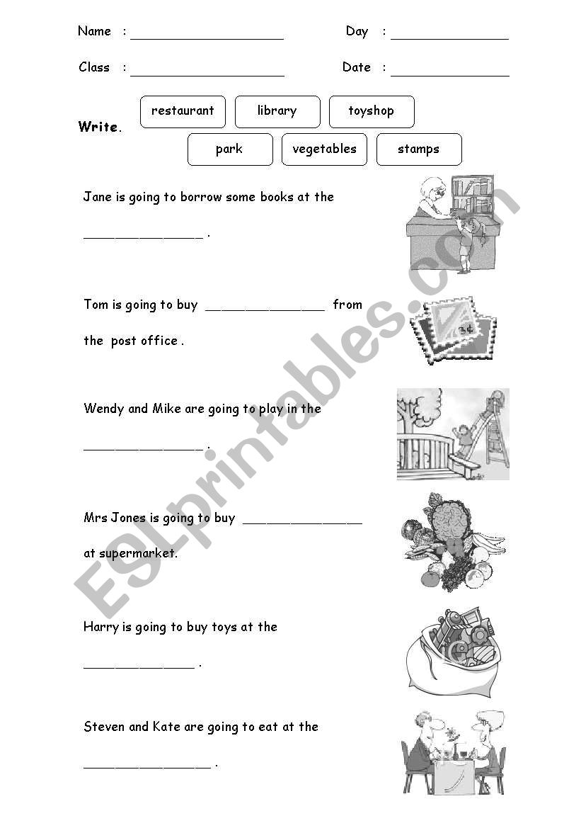 Going Places worksheet