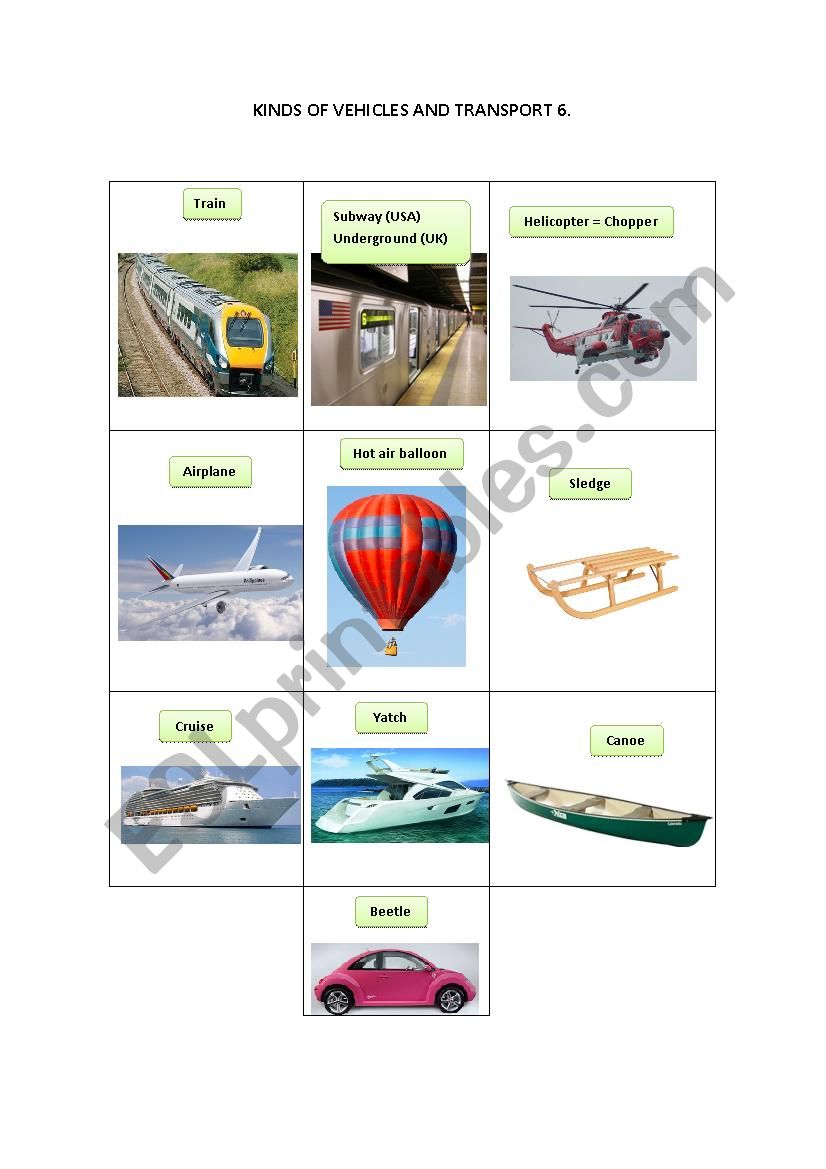 KINDS OF VEHICLES AND TRANSPORT 6