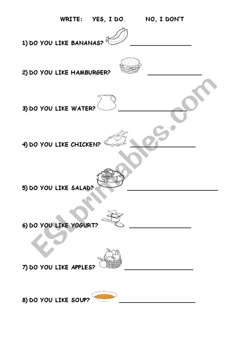 do you like? worksheet