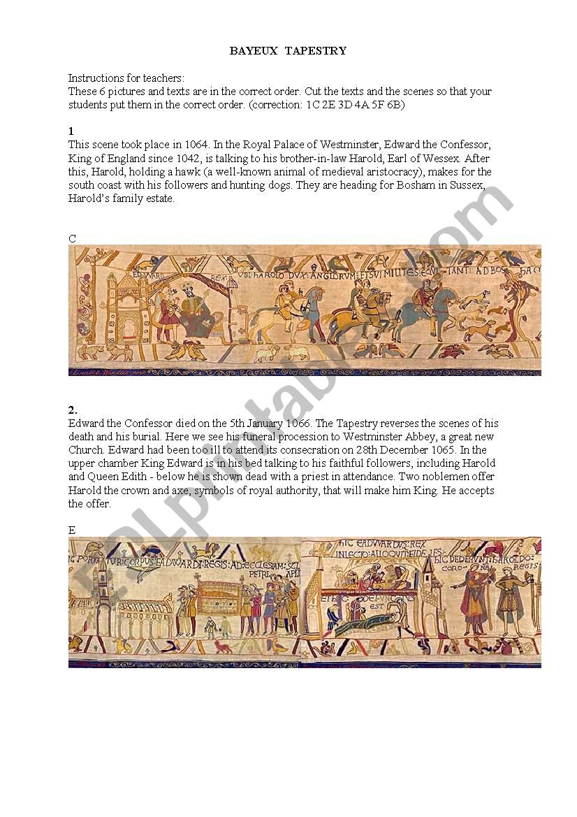 bayeux tapestry worksheet