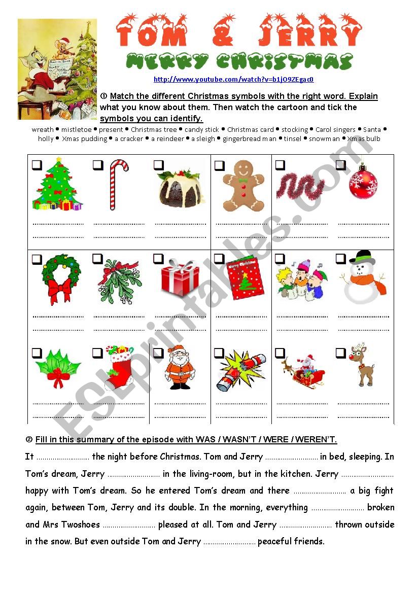 Merry Xmas - Tom and Jerry worksheet