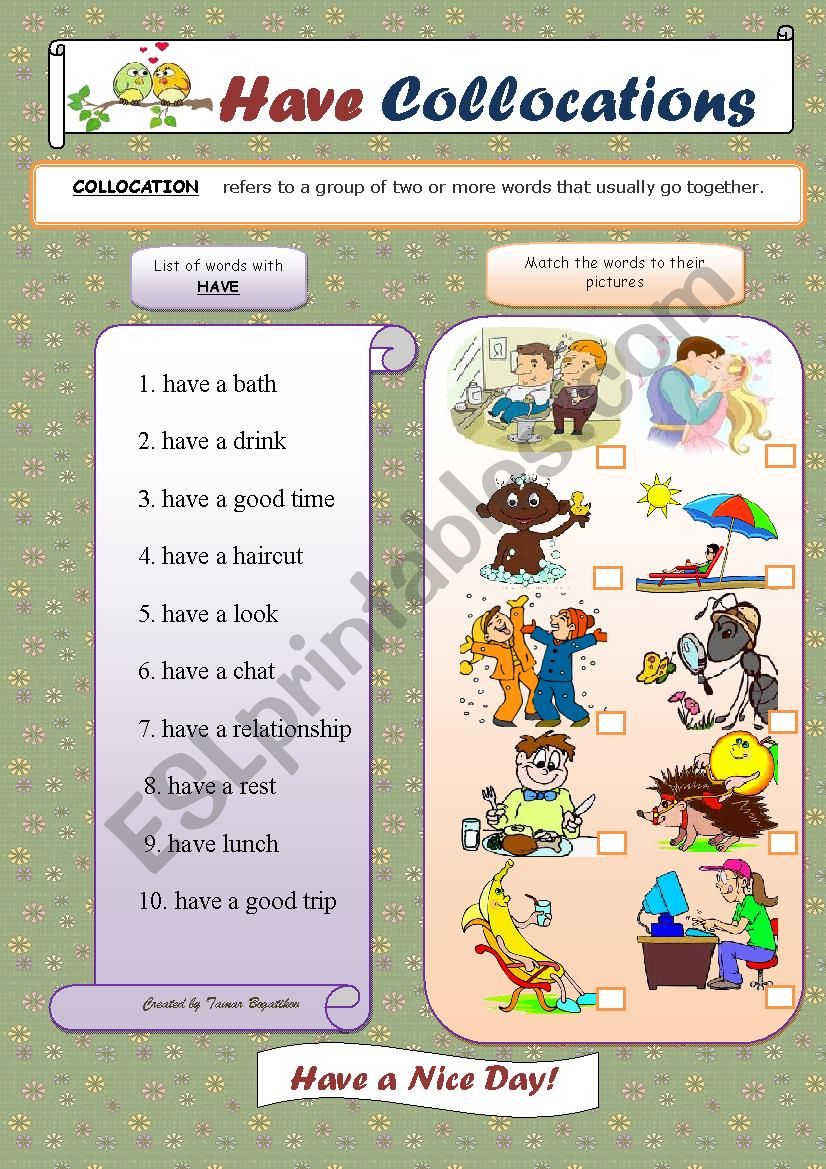 Have Collocations worksheet