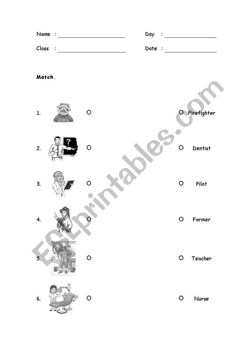 Occupations worksheet