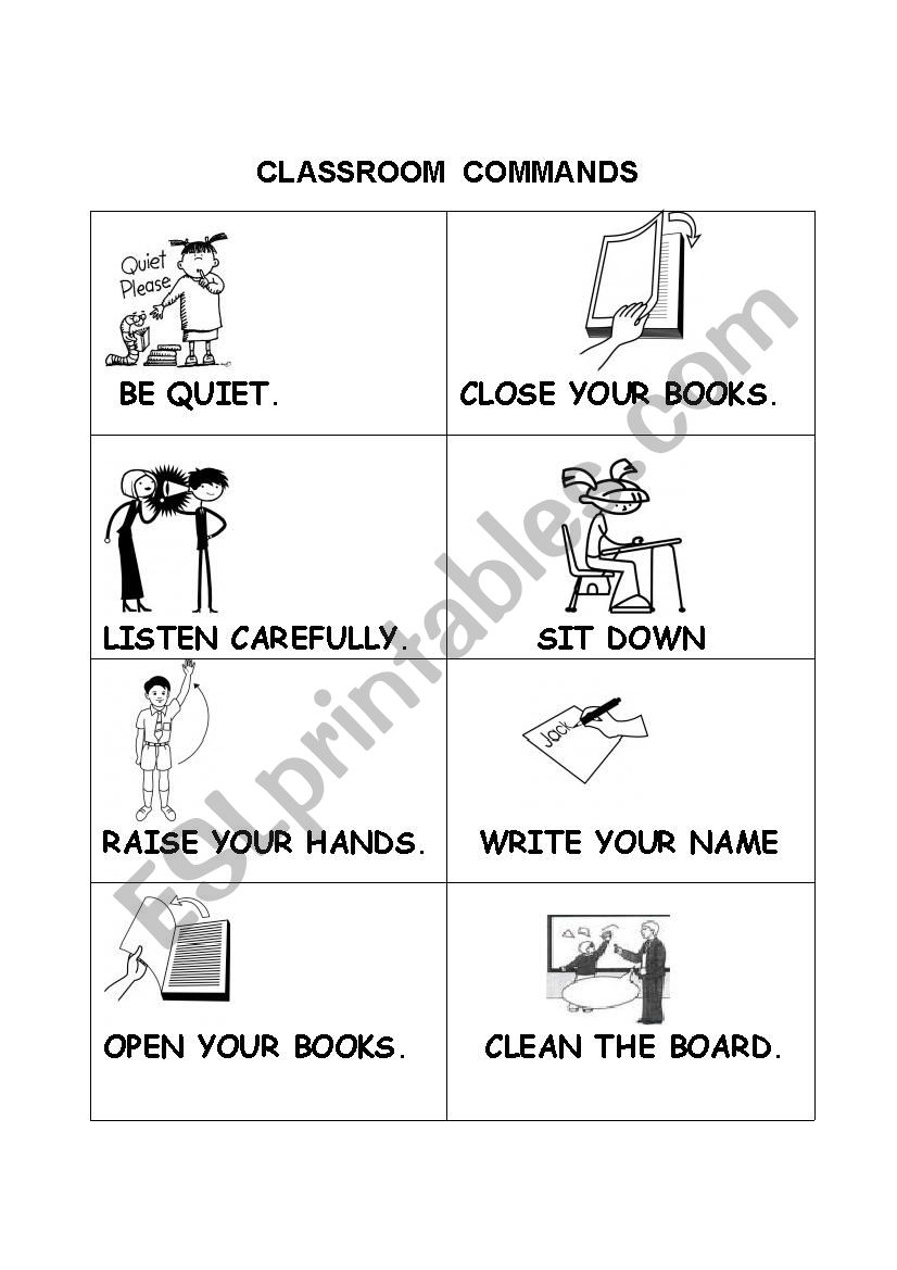 Classroom Commands worksheet