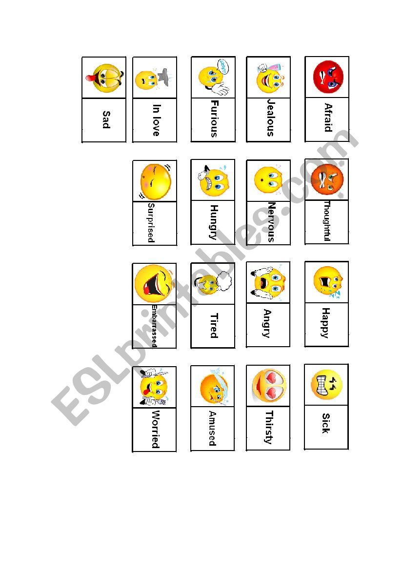 Emotion dominoes worksheet