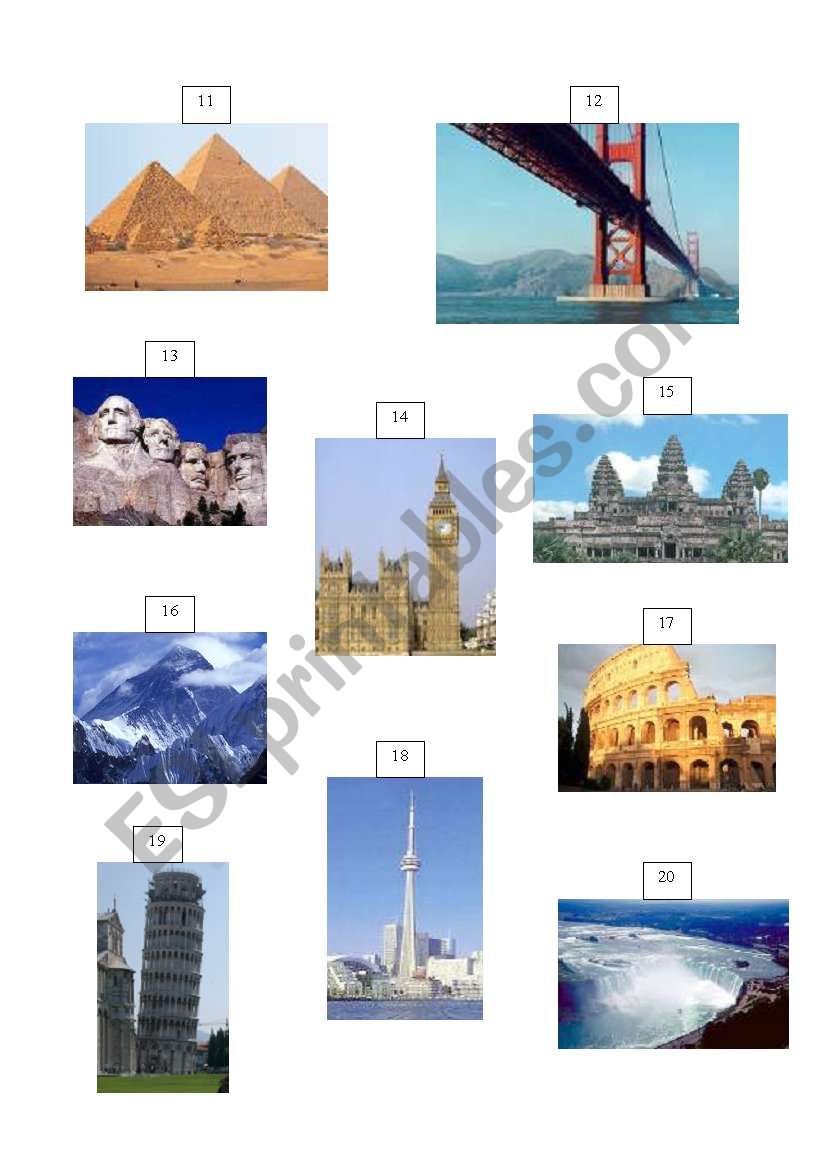World Landmarks Part 2 worksheet