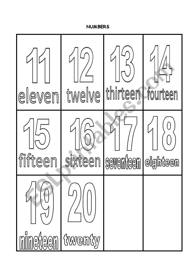 numbers worksheet