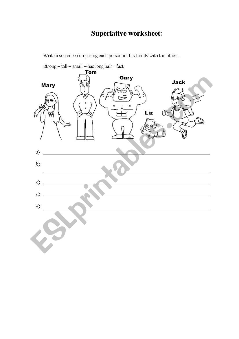 Superlative - worksheet worksheet