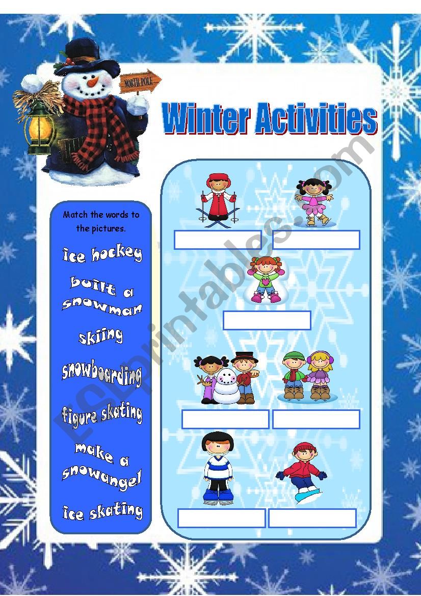 Winter Activities worksheet